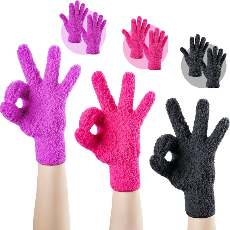 Aphlos 3 Pairs Reusable Microfiber Hair Dye Gloves for Hair Coloring & Cleaning - Protects Hands, Prevents Damage to Fragile Hair, Ensures Efficient Dye Application, Machine Washable Eco-Friendly Use - Image 1